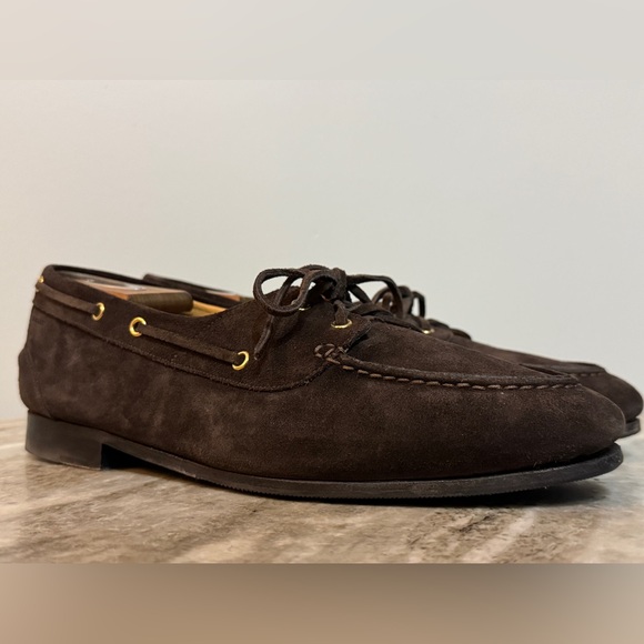 BALLY PATHY PLUME BROWN SUEDE BOAT SHOES 10 US $720 MOCCASINS FLATS